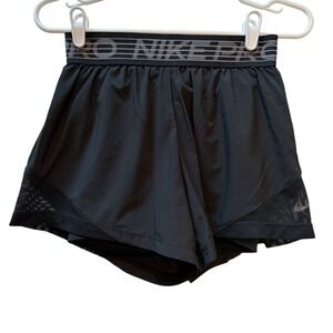 Nike Pro Dri Fit Black Athletic Shorts Women's XS Mesh Inset Running Training